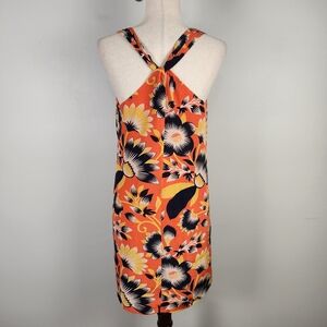 EUC J. Crew Silk Tropical‎ Floral Hibiscus Print Twist Back Shift Dress (4) #607